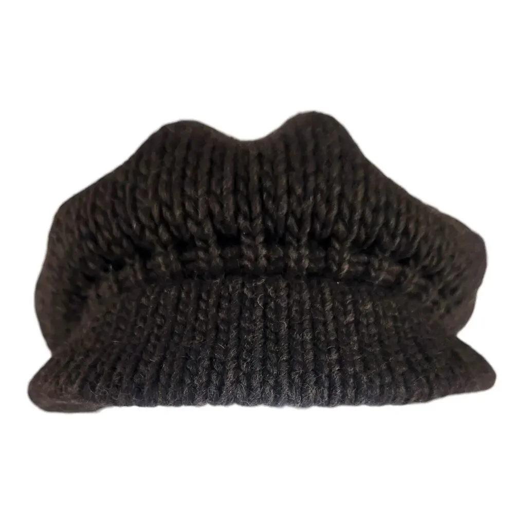 Y2K Vtg Halogen Brown Knit Newsboy Hat Cap Made In Italy Twee 2000s Preppy Wool - Picture 4 of 8